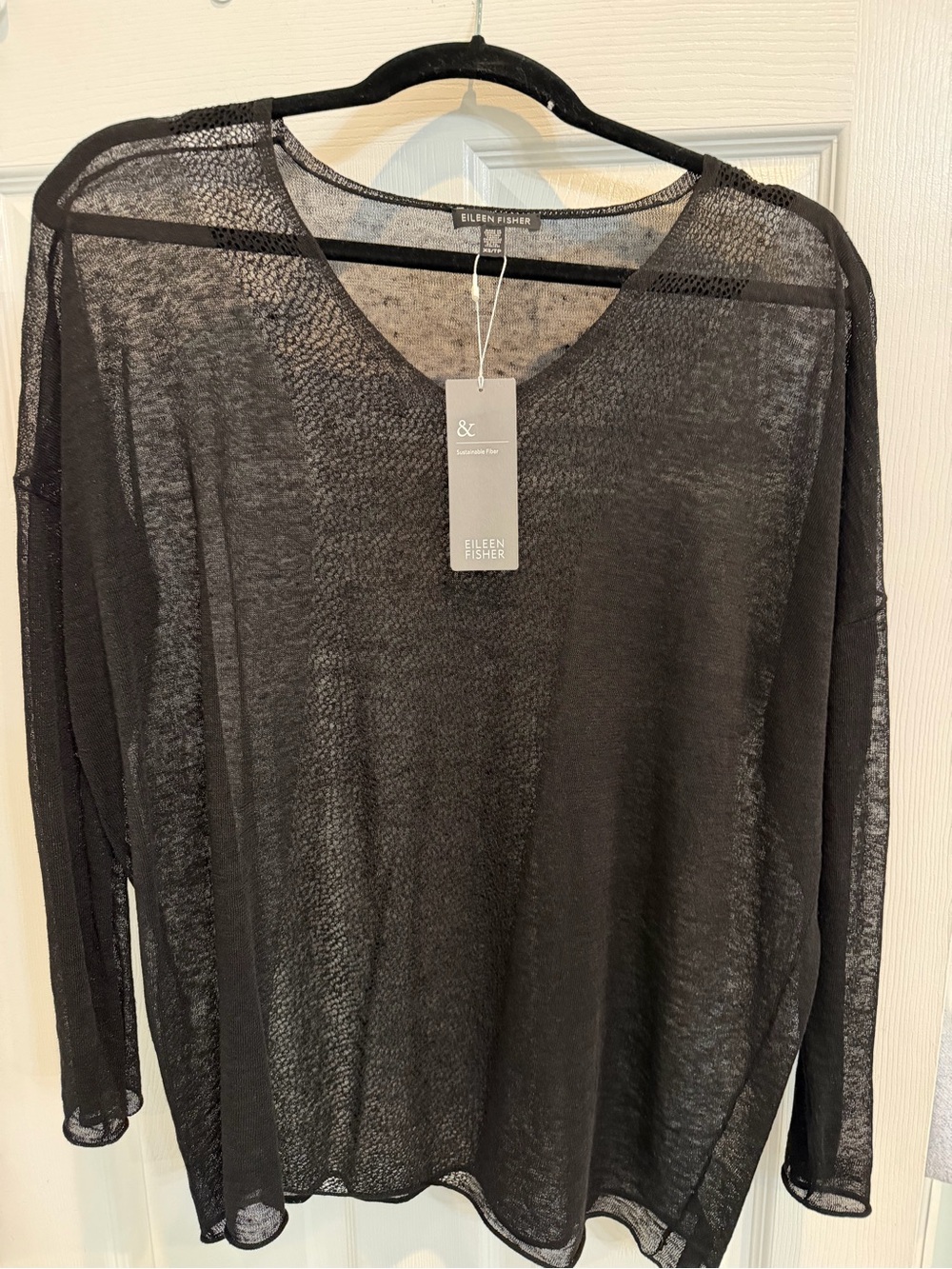 New EILEEN FISHER Sheer Black Too S/P